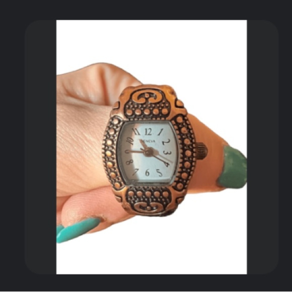 Geneva Copper-Tone Ornate Ring Watch